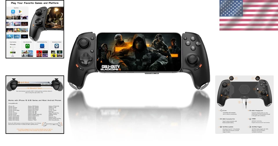 Ergonomic Mobile Gaming Controller for Phones - Hall Effect Joystick, 3.5mm Jack - Image 2 of 4