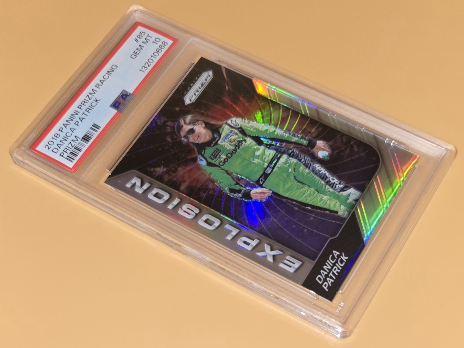 Danica Patrick PSA 10 Low Pop Silver Prizm Explosion 2018 Panini Prizm Racing 85 view 7