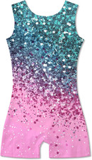 "New Girls Gymnastics Leotards Sparkle Dance Biketards 2-10Y Fast Shipping"