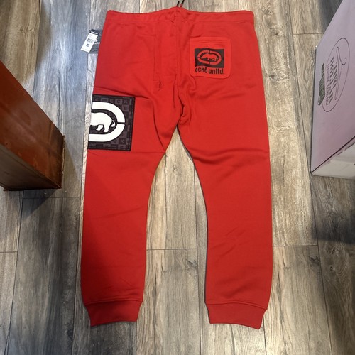 Ecko Unltd Jogginghose Herren 2XL Mid Rise True Ecko Rot Logo Fleece Taschen - Bild 6 von 6