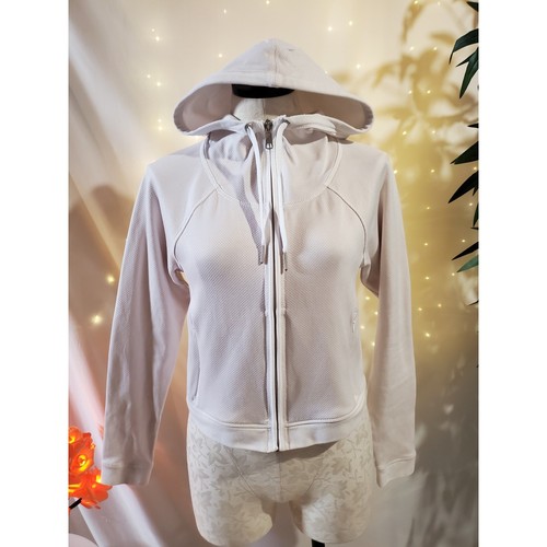 Athleta Swerve Hooded Zip Up Cropped Athletic Jacket Womens Size XS White Active