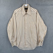Vintage 60s Penney's Towncraft Shirt Mens Large 16-16.5 Brown White Penn-Prest