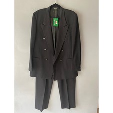 ROSSINI Suit Set Black Double Breasted 42 Sports Coat Trousers 36C 100 Wool NWT