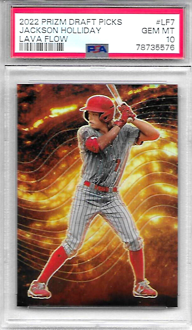 2022 PANINI PRIZM DRAFT JACKSON HOLLIDAY ROOKIE LAVA FLOW PRIZM PSA 10 CASE HIT