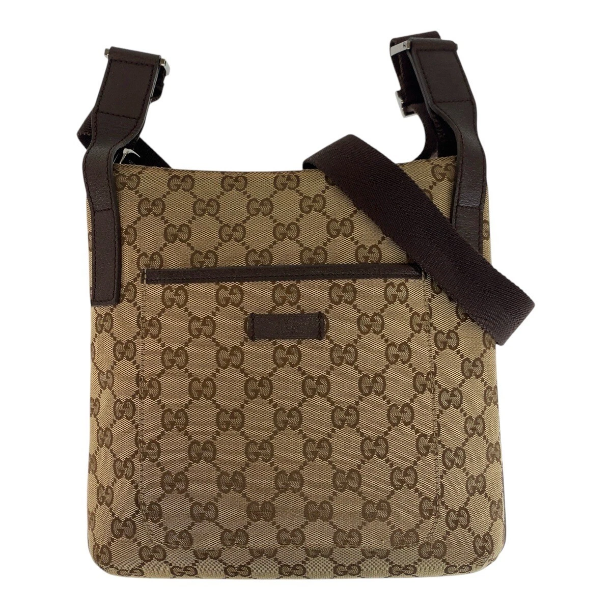 GUCCI 122793 Sac à bandoulière Pochette beige marron GG toile/cuir GG