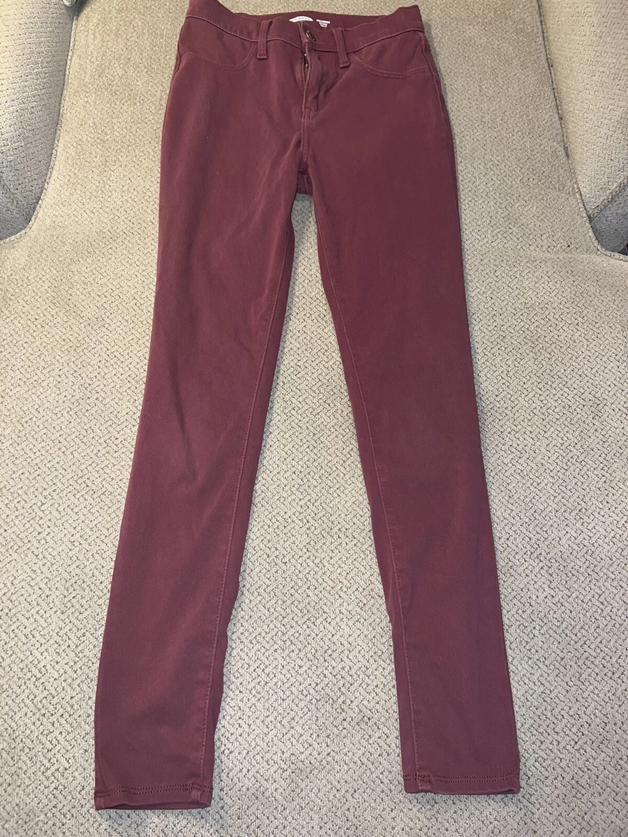 Old Navy Ballerina Stretch Maroon Jeggings Pants 24 7 Stretch Waist Burgundy 14