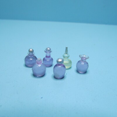 Dollhouse Miniature Lavender Vanity Perfume Bottle Set of 6
