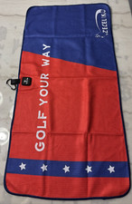 Magnetic Golf Towel Red White Blue "Golf Your Way" 31" x 15.7" NEW