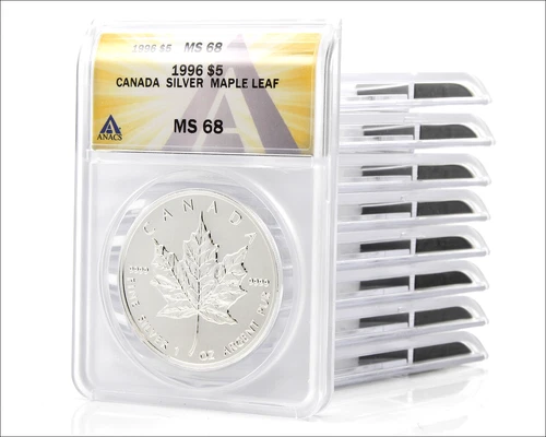 1996 MS 68 ANACS CANADA Silver Maple Leaf Coin - Low Mintage - Key Date - MS68