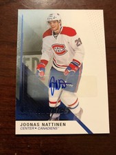 14/15 SP GU Rookie Blue Auto Joonas Nattinen Hockey Card #158