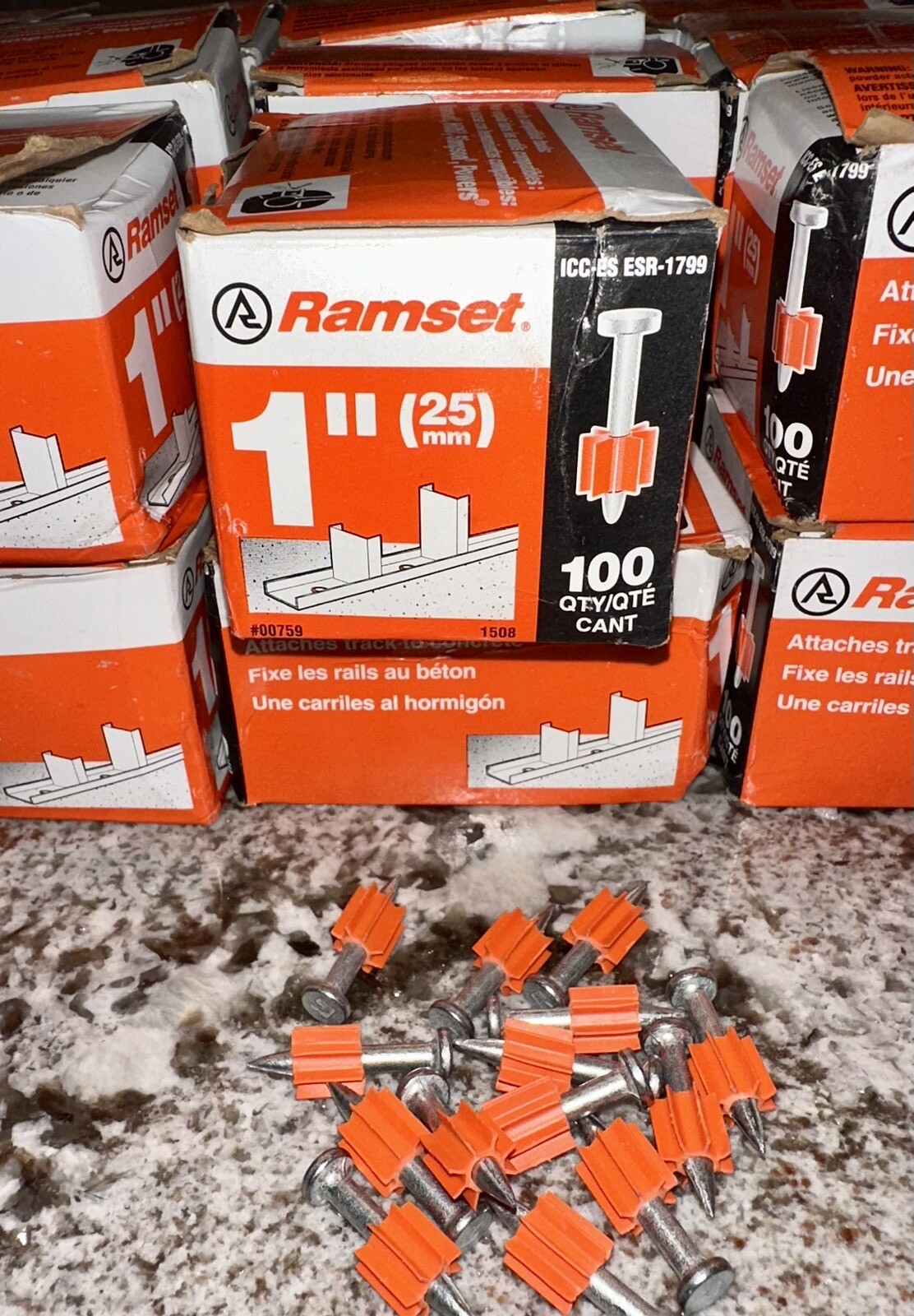 10 Boxes Ramset 1508 1" 25mm 1508 00759 Plated Pin Powder Fasteners 100