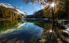 Landscape nature lake alps mountains forest reflection Custom Gaming Mat Desk