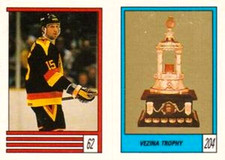 1989-90 O-PEE-CHEE MINI HOCKEY STICKER CARDS #62 RICH SUTTER #204 VEZINA TROPHY
