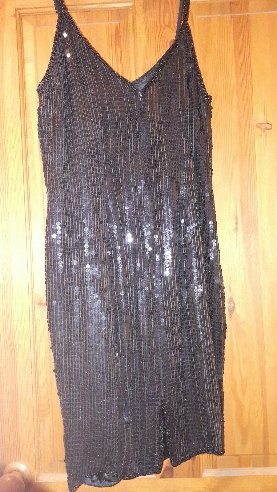 Vintage black silk sequins beads cocktail gangsters moll fancy dress evening 10 image 3