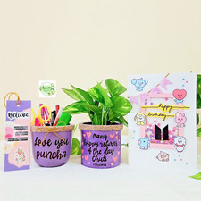 Customizable Gift Pack   Hand-Painted Pot, Pen Holder  Matching Handmade Card