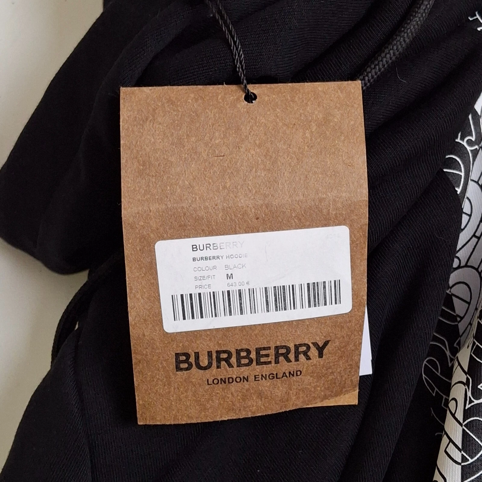 Burberry Felpa con cappuccio e jersey di cotone a righe con stampa logo Nero
