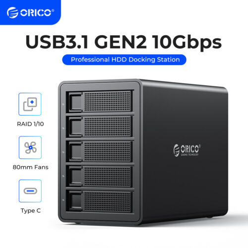 ORICO 5 Bay Hard Drive Enclosure USB C 3.1 to SATA 10Gbps For 2.5/3.5" HDD SSDs