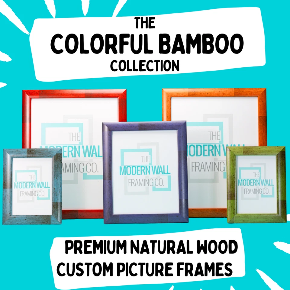 Marco de fotos de madera de bambú tropical costero colorido decoración exhibición para arte de pared Foto 2 de 4