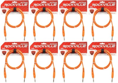 8 Rockville RCTR106O Orange 6' 1/4'' TRS to 1/4'' TRS  Cable 100% Copper