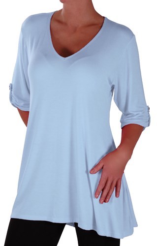 Womens Fashion 3/4 Sleeve V Neck Plain Long Casual Plus Size Blouse Tunic Top - Picture 33 of 40