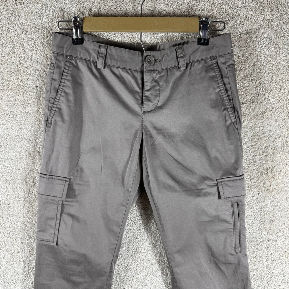 Pantalones Club Monaco Pierna Recta Carga Bolsillo Mujer Talla 2 Gris Tiro Medio Algodón Foto 2 de 4