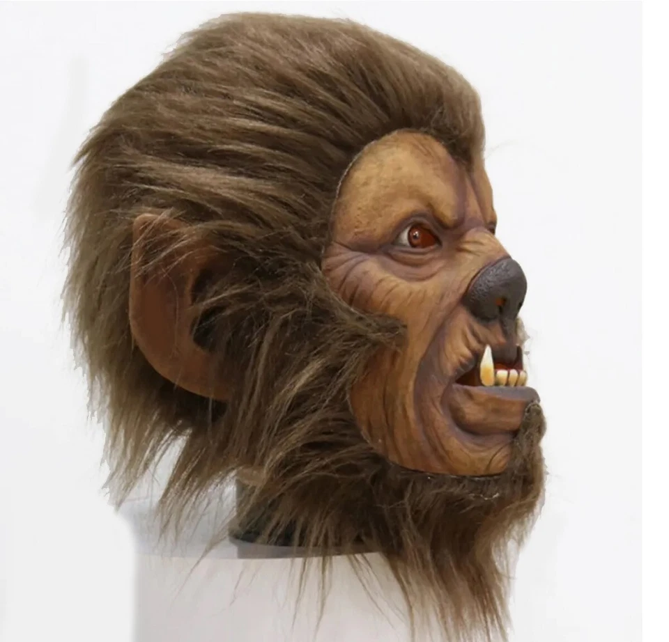 Halloween Werewolf Mask Latex Full Head W/Hair Horror Beast Wolf Moon Night Mask - Image 2 of 2