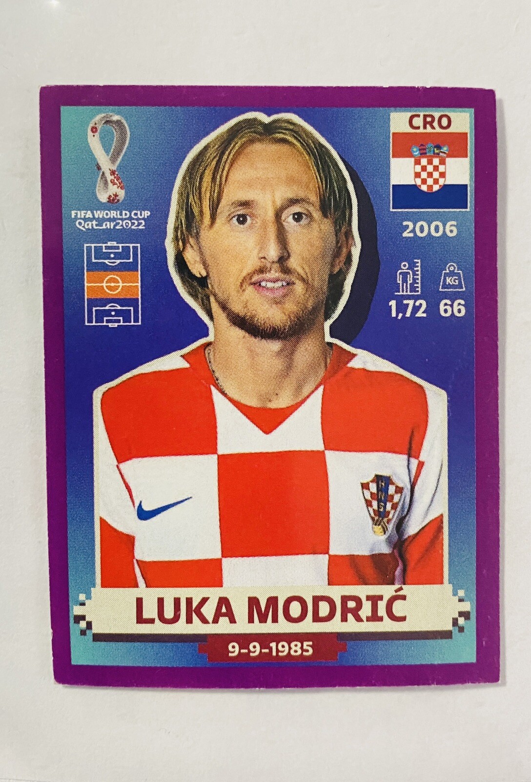 2022 Panini FIFA World Cup Sticker LUKA MODRIC PURPLE Border MEGA RARE TO FIND