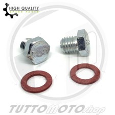 KIT 2 BULLONI + GUARNIZIONI CARICO SCARICO TAPPI OLIO MOTORE VESPA STRUZZO