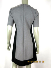 J.CREW SZ 4 Rayon/Nylon/Spand Gray/Black Color Block Back Zipper Woven Dress