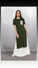 Women Pure Cotton 3/4 Sleeve Round Neck Casual Daily Wear Kurta Palazzo Set