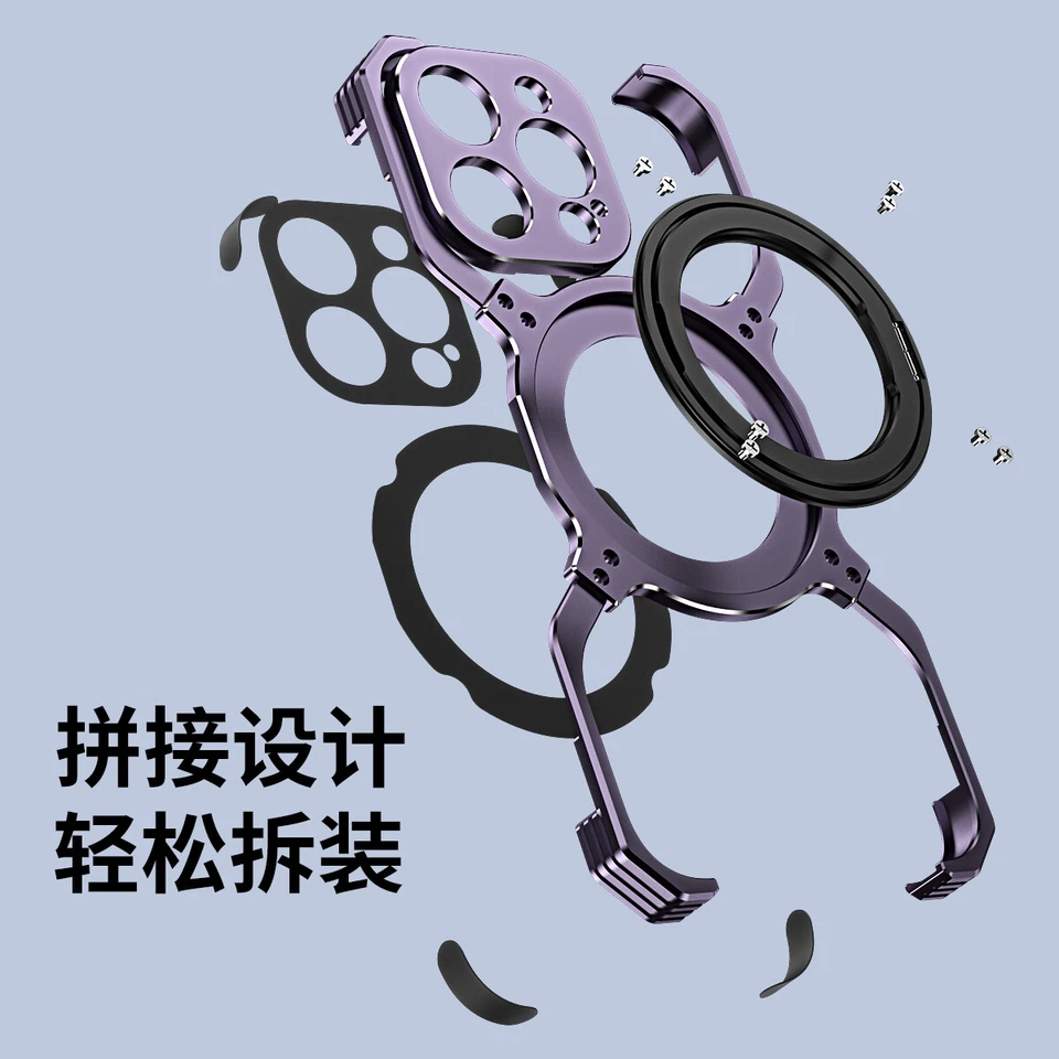 Capa masculina magnética à prova de terremotos metal ultrafina Magsafe suporte 360° para iPhone 13 Pro - Imagem 3 de 4