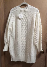 ANRABESS Women Loose Crewneck Oversize Long Pullover Sweater Dress Slouchy L NWT