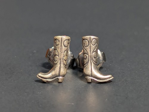 Vintage Sterling Silver Cowboy Boot Stud Earrings Western 925 - Picture 24 of 24