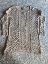 LOFT Petites XS Petite Sweater Cotton Stretch Open Knit Creme