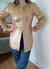 Vintage Escada Blazer Jacket Authentic 80s 90s Silk Gold Sequin Size S M 8 34