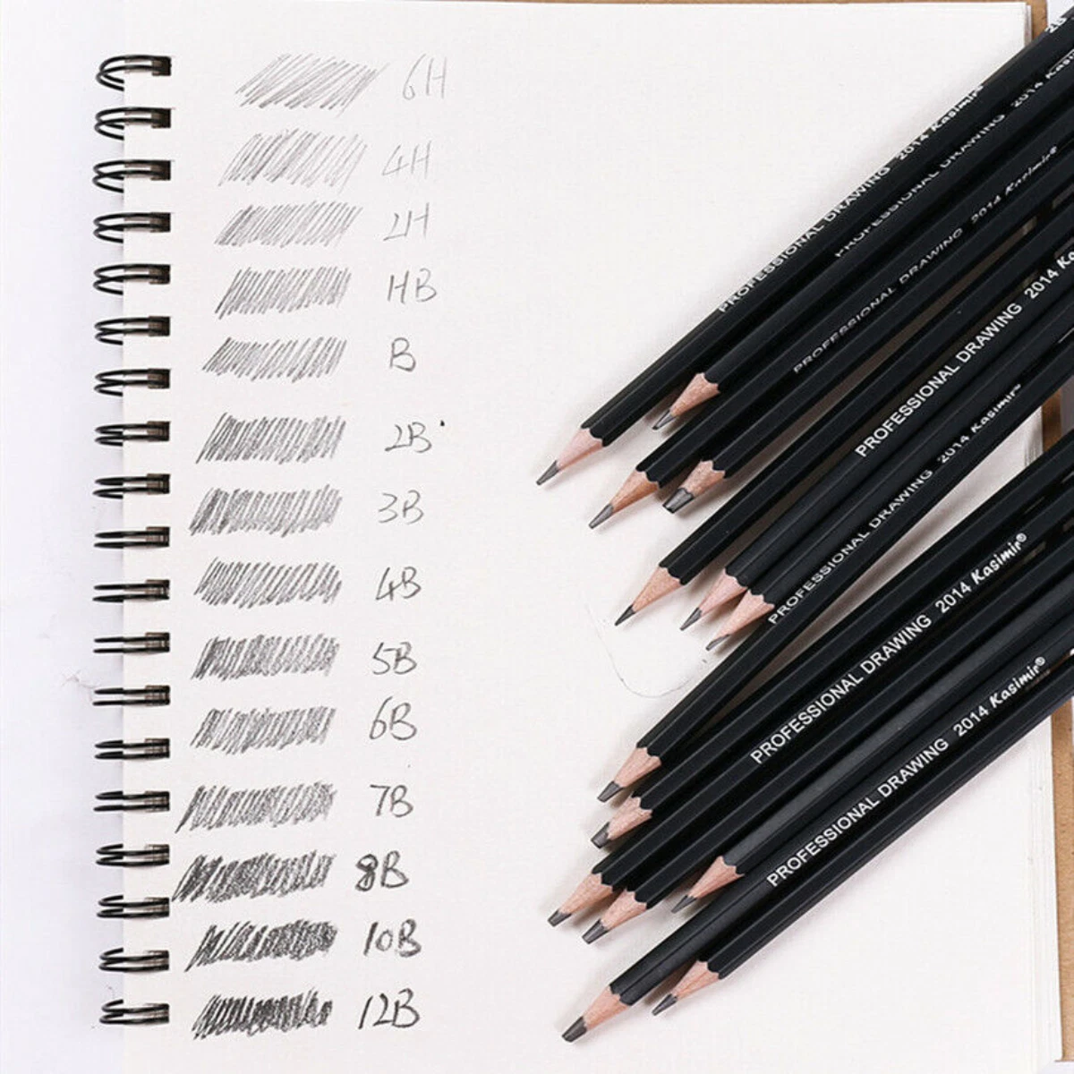 Professional Drawing Sketching Pencil Set - Brusarth 14 Pieces Art Drawing Graphite Pencils 12B, 10B, 8B, 6b24b22b2b, HB, 2H, 4H, 6H, Sketching