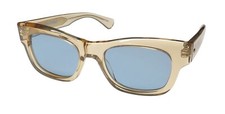 GARRETT LEIGHT WOZ BREW CHAMPANGE CRYSTAL w PACIFICA BLUE LENS CATEYE SUNGLASSES