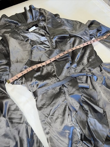 FLY Boutique Type Metallic Gray Wrap Belted Ruffle Trench Robe SZ XL NWT!! $59 - Picture 17 of 20