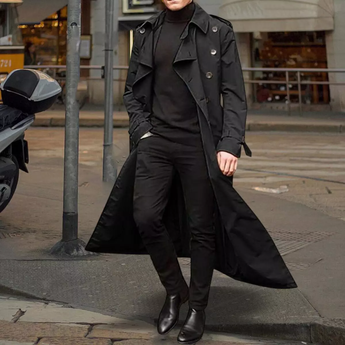 Windproof Men trench Coat Warm Peacoat Soft for Vacation daily