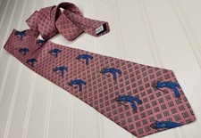 Franco Baretta Pink Silk Blue Golfer Tie Men's Necktie Made in USA 55" x 3.75"