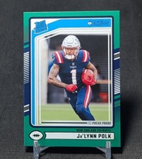 Ja'lynn Polk Green Press Proof Rated Rookie RC 2024 Donruss Card #373 Patriots