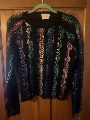 Brodie Cashmere Sweater NWOT Metallic Snake Foil Multicolor Size M Medium