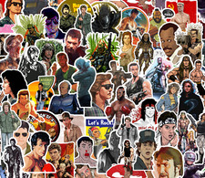25/50 80's Action Movie Sticker Pack-Waterproof Vinyl-Terminator Predator Rambo