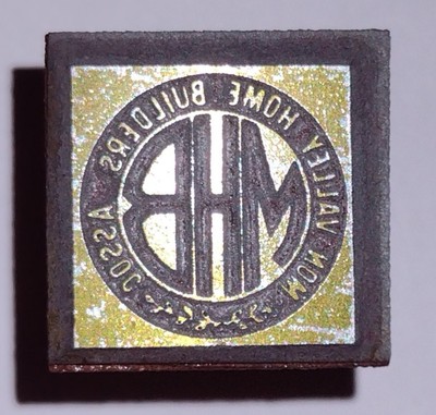 Mon Valley Homebuilders Association Vintage Letterpress Printers Block