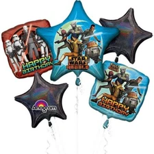 STAR WARS REBELS Foil Balloon Bouquet 5pc - Jedi Force Zeb Birthday Party - NEW
