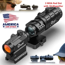 Tactical Magnified Red Dot Combo Kit Open RefIex Optic Sight with 3X Magnifier