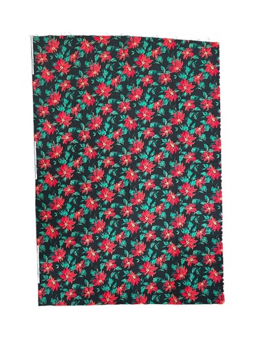 Christmas Metallic Poinsettia Fabric Gold Red Black Metallic Winter 1+Yd **SNAG* - Picture 4 of 8