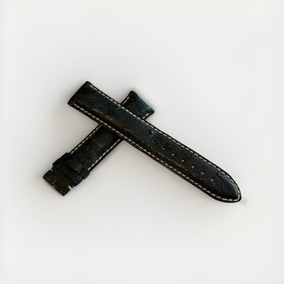 Jacques Lemans 20mm Genuine Ostrich Watch Strap - Black
