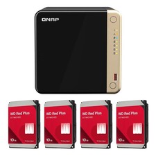 QNAP TS-464-8G 4-Bay Desktop NAS Enclosure, Bundle with 4x WD Red Plus 10TB 3.5"