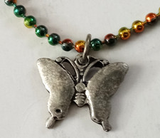 Kids Necklace Multicolored Chain W/ Butterfly Attached 16 in. Long